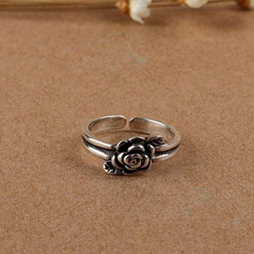 WOZUIMEI Chinesischer Stil Ringschmuck S925 Sterling Silber Ring Vintage Thai Silber Weibliche Mode Pfingstrose Verstellbarer SpaltringRing WOZUIMEI Chinesischer Stil Ringschmuck S925 Sterling Silber Ring Vintage Thai Silber Weibliche Mode Pfingstrose Verstellbarer SpaltringRing von WOZUIMEI