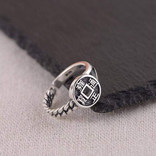 WOZUIMEI Chinesischer Stil Ringschmuck S925 Sterling Silber Ring Vintage Thai Silber Yongzheng Tongbao Ring Weibliche Kupfer Webmuster Verstellbarer SpaltringEinstellbare Öffnung WOZUIMEI Chinesischer Stil Ringschmuck S925 Sterling Silber Ring Vintage Thai Silber Yongzheng Tongbao Ring Weibliche Kupfer Webmuster Verstellbarer SpaltringEinstellbare Öffnung von WOZUIMEI