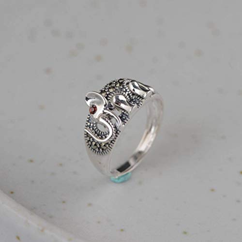 WOZUIMEI Chinesischer Stil Ringschmuck S925 Sterling Silber Ring Vintage Thai Silber Zeigefinger Ring Weiblicher Ethnischer Stil Einfacher Elefant Verstellbarer Geteilter SilberringElefant WOZUIMEI Chinesischer Stil Ringschmuck S925 Sterling Silber Ring Vintage Thai Silber Zeigefinger Ring Weiblicher Ethnischer Stil Einfacher Elefant Verstellbarer Geteilter SilberringElefant von WOZUIMEI