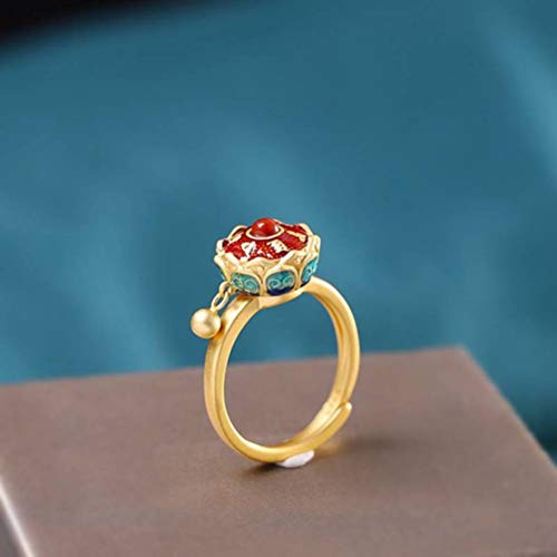 WOZUIMEI Chinesischer Stil Ringschmuck Thai Silber Persönlichkeit Schmuck Buddha S925 Sterling Silber Ring Schmuck Unisex Rad RingLotusring von WOZUIMEI