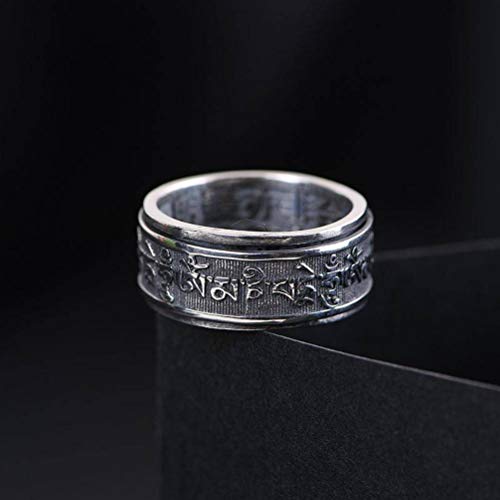 WOZUIMEI Chinesischer Stil Rschmuck S925 Sterling Silber Ring Antike Thai Silber Ring Buddhistische Kultur Tibetische Männliche Sechs Zeichen Mantra DrehringRing, 18.2 WOZUIMEI Chinesischer Stil Rschmuck S925 Sterling Silber Ring Antike Thai Silber Ring Buddhistische Kultur Tibetische Männliche Sechs Zeichen Mantra DrehringRing, 18.2 von WOZUIMEI