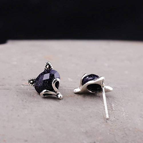 WOZUIMEI Eardrop Ohrring S925 Ohrringe Silber Schmuck Mode Stil Weibliche Kunst Weibliche Roter Fuchs Granatapfel Ohrringe Blauer Sandstein, 925 Silber von WOZUIMEI