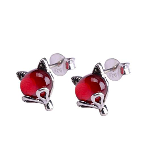 WOZUIMEI Eardrop Ohrring S925 Ohrringe Silber Schmuck Mode Stil Weibliche Kunst Weibliche Roter Fuchs Granatapfel Rote Ohrringe,925 Silber von WOZUIMEI