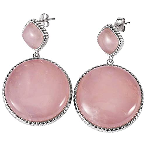 WOZUIMEI Ohrring Chinesischer Stil S925 Sterling Silber Intarsien Rosa Kristall Literarisches Temperament übertrieben Ohrringe Mode Ohrringe Rosa Kristall Runde Ohrringe von WOZUIMEI