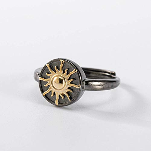 WOZUIMEI Ring im chinesischen Stil Schmuck S925 Ring aus reinem Silber Persönlichkeit Trend Stern Mond Sonne Schwarz Gold Retro Paar Ring Männer und Frauen von WOZUIMEI