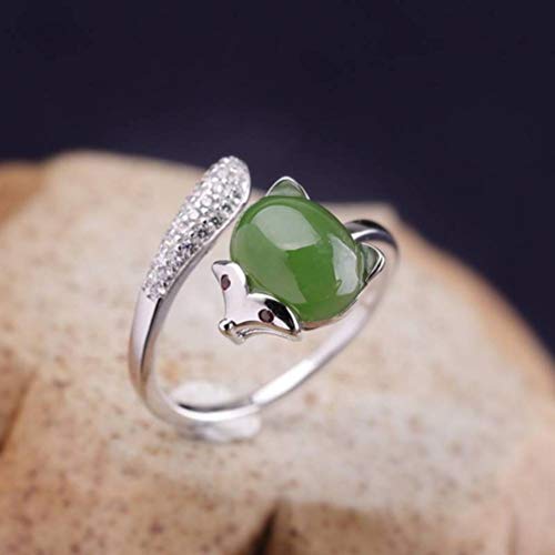 WOZUIMEI Ringschmuck im Chinesischen Stil Modischer Japanischer und Koreanischer Schmuck S925 Ringschmuck aus Reinem Silber Frauenfuchs NephritringFuchs WOZUIMEI Ringschmuck im Chinesischen Stil Modischer Japanischer und Koreanischer Schmuck S925 Ringschmuck aus Reinem Silber Frauenfuchs NephritringFuchs von WOZUIMEI
