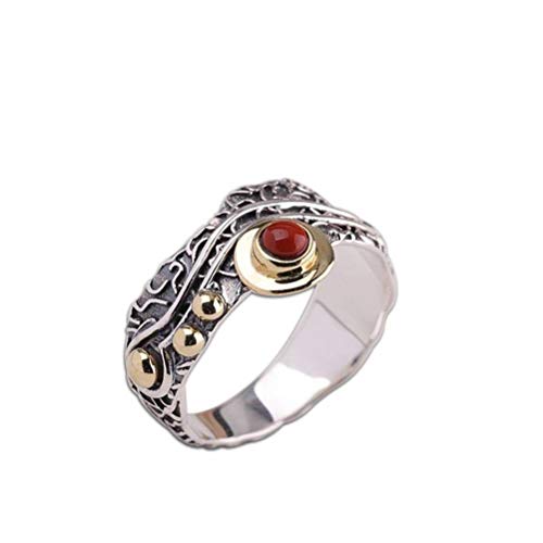 WOZUIMEI Ringschmuck im Chinesischen Stil Personalisierter Schmuck S925 Ringschmuck aus Reinem Silber Damen Thai Silber Silber Südrot Achat Offener RingSüdroter Achatring WOZUIMEI Ringschmuck im Chinesischen Stil Personalisierter Schmuck S925 Ringschmuck aus Reinem Silber Damen Thai Silber Silber Südrot Achat Offener RingSüdroter Achatring von WOZUIMEI