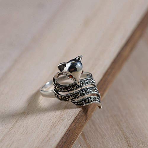 WOZUIMEI Ringschmuck im Chinesischen Stil S925 Intime Silber Vintage Technologie Ring Female Fox Shaped Silver RingRing, 17.8 WOZUIMEI Ringschmuck im Chinesischen Stil S925 Intime Silber Vintage Technologie Ring Female Fox Shaped Silver RingRing, 17.8 von WOZUIMEI