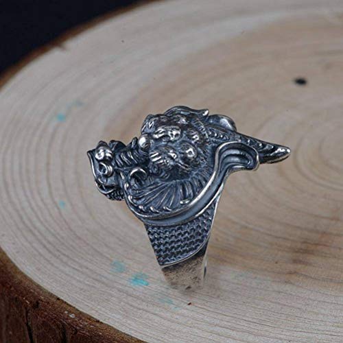WOZUIMEI Ringschmuck im Chinesischen Stil S925 Intime Silver Craft Ring Modischer Klassischer Männlicher Verstellbarer Split Dragon Dragon Head SilberringEinstellbare Öffnung WOZUIMEI Ringschmuck im Chinesischen Stil S925 Intime Silver Craft Ring Modischer Klassischer Männlicher Verstellbarer Split Dragon Dragon Head SilberringEinstellbare Öffnung von WOZUIMEI