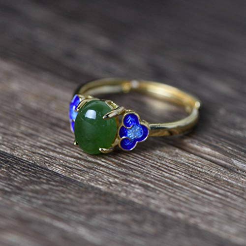 WOZUIMEI Ringschmuck im Chinesischen Stil S925 Ring aus Sterlingsilber mit Vergoldetem Silber Emailliert Wunscheinlage Jasper Verstellbarer Geteilter ZeigefingerringJaspis WOZUIMEI Ringschmuck im Chinesischen Stil S925 Ring aus Sterlingsilber mit Vergoldetem Silber Emailliert Wunscheinlage Jasper Verstellbarer Geteilter ZeigefingerringJaspis von WOZUIMEI