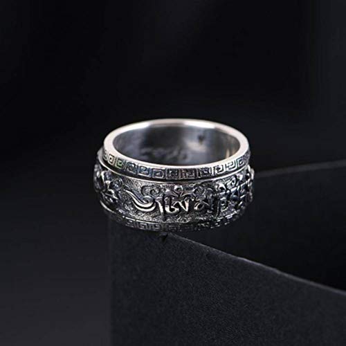 WOZUIMEI Ringschmuck im Chinesischen Stil S925 Sterling Silber Ring Bastelring Männliche Buddhistische Kultur Mantra mit Sechs Zeichen Rotierender RingRing, 18.2 WOZUIMEI Ringschmuck im Chinesischen Stil S925 Sterling Silber Ring Bastelring Männliche Buddhistische Kultur Mantra mit Sechs Zeichen Rotierender RingRing, 18.2 von WOZUIMEI