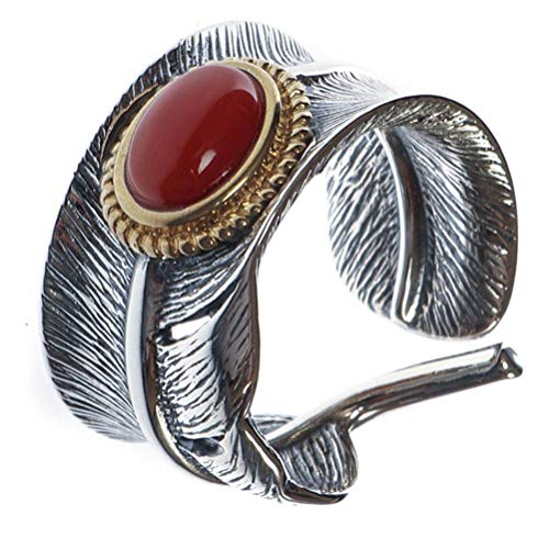 WOZUIMEI Ringschmuck im Chinesischen Stil S925 Sterling Silber Ring Silber Inlay Südrot Achat Thai Silber Pay Process Weiblich Verstellbarer Gespaltener FederringEinstellbare Öffnung WOZUIMEI Ringschmuck im Chinesischen Stil S925 Sterling Silber Ring Silber Inlay Südrot Achat Thai Silber Pay Process Weiblich Verstellbarer Gespaltener FederringEinstellbare Öffnung von WOZUIMEI