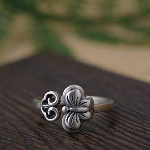 WOZUIMEI Ringschmuck im Chinesischen Stil S925 Sterling Silber Ring Verstellbarer Split Style Exquisite Weibliche Schmetterlingsring Geschenk Thai SilberRing WOZUIMEI Ringschmuck im Chinesischen Stil S925 Sterling Silber Ring Verstellbarer Split Style Exquisite Weibliche Schmetterlingsring Geschenk Thai SilberRing von WOZUIMEI