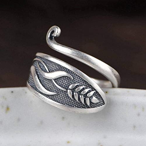 WOZUIMEI Ringschmuck im Chinesischen Stil S925 Sterling Silber Ring Vintage Peacock Feather Orchid Verstellbarer Split Zeigefingerring Thai Silber Matt Silber RingEinstellbare Öffnung WOZUIMEI Ringschmuck im Chinesischen Stil S925 Sterling Silber Ring Vintage Peacock Feather Orchid Verstellbarer Split Zeigefingerring Thai Silber Matt Silber RingEinstellbare Öffnung von WOZUIMEI