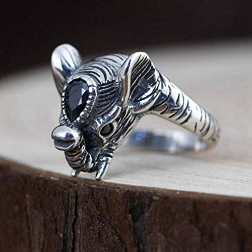 WOZUIMEI Ringschmuck im Chinesischen Stil S925 Sterling Silber Ring Vintage Thai Silber Mode Elefant Verstellbarer Spaltring Weiblicher Glückverheißender ZeigefingerringElefant WOZUIMEI Ringschmuck im Chinesischen Stil S925 Sterling Silber Ring Vintage Thai Silber Mode Elefant Verstellbarer Spaltring Weiblicher Glückverheißender ZeigefingerringElefant von WOZUIMEI