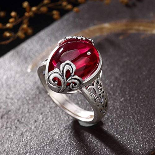 WOZUIMEI Ringschmuck im Chinesischen Stil S990 Pfingstrose aus Reinem Silber Ruyi Chalcedon Granatapfel Roter Korund, Der Weiblichen Ring aus Reinem Silber ÖffnetRoter Korund WOZUIMEI Ringschmuck im Chinesischen Stil S990 Pfingstrose aus Reinem Silber Ruyi Chalcedon Granatapfel Roter Korund, Der Weiblichen Ring aus Reinem Silber ÖffnetRoter Korund von WOZUIMEI