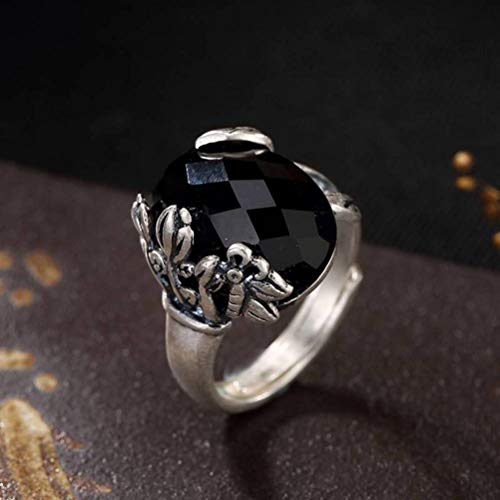 WOZUIMEI Ringschmuck im Chinesischen Stil S990 Retro Silber Gelb Weiß Weiß Chalcedon Granatapfel Rot Schwarz Achat Blau Sandstein Offen Silber Ringschwarzer Achat WOZUIMEI Ringschmuck im Chinesischen Stil S990 Retro Silber Gelb Weiß Weiß Chalcedon Granatapfel Rot Schwarz Achat Blau Sandstein Offen Silber Ringschwarzer Achat von WOZUIMEI