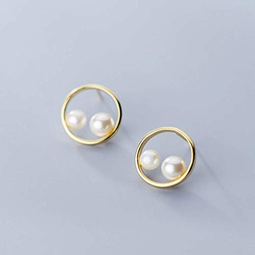WOZUIMEI S925 Silberohrringe Weibliche Koreanische Mode Muschelperlen Geometrische Ringohrringe Süße Persönlichkeit OhrringeEin Paar von WOZUIMEI