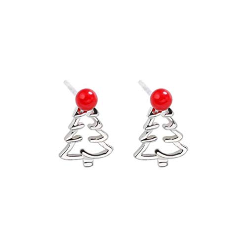 WOZUIMEI S925 Sterling Silber Weibliche Weihnachtsbaum Ohrringe Hohle Rote Muschel Perlen Ohrringe WeihnachtsohrringePlatin, 925 Silber von WOZUIMEI