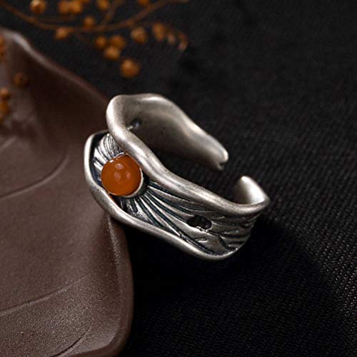 WOZUIMEI Schmuck im chinesischen Stil S925 Reines Silber Retro Mosaik Persönlichkeit Achat Rot Süd Übereinstimmen Alle Weiblichen Öffnung Silberring, Silber WOZUIMEI Schmuck im chinesischen Stil S925 Reines Silber Retro Mosaik Persönlichkeit Achat Rot Süd Übereinstimmen Alle Weiblichen Öffnung Silberring, Silber von WOZUIMEI