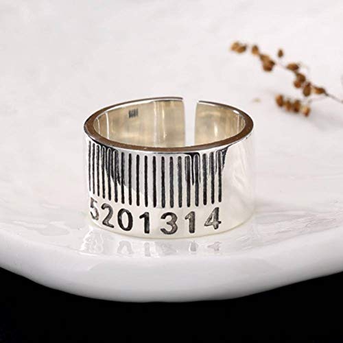 WOZUIMEI Silberring im chinesischen Stil S925 Reines Silber Digital Barcode Poliert Einfache Öffnung Koreanisches Paar Ring Männlich und Weiblich Silber Einstellbare Öffnung WOZUIMEI Silberring im chinesischen Stil S925 Reines Silber Digital Barcode Poliert Einfache Öffnung Koreanisches Paar Ring Männlich und Weiblich Silber Einstellbare Öffnung von WOZUIMEI