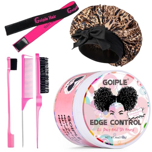 Edge Control Wax für Frauen, stark haftend, nicht-greasy Haarwachs, Edge Wax Styling Tamer Edge Control for Black Hair No Flaking, White Residue, Edge Control Bonnet Satin Brush Set von WOZUTUNT