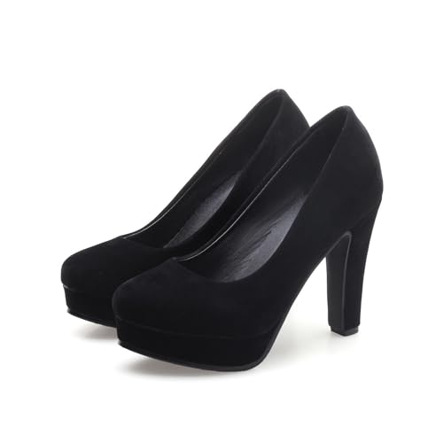 10CM Frauen High Heels Runde Zehe Schuhe Klassische Büro Spezielle Formale Freizeitschuhe,Schwarz,43 EU von WOkismD