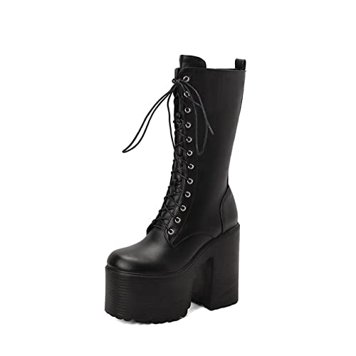 14CM/5.51IN Schnürstiefel High-Heel High-Heel Stiefel High-Heel Stiefel High-Heel Stiefel High-Heels,Schwarz,41 EU von WOkismD