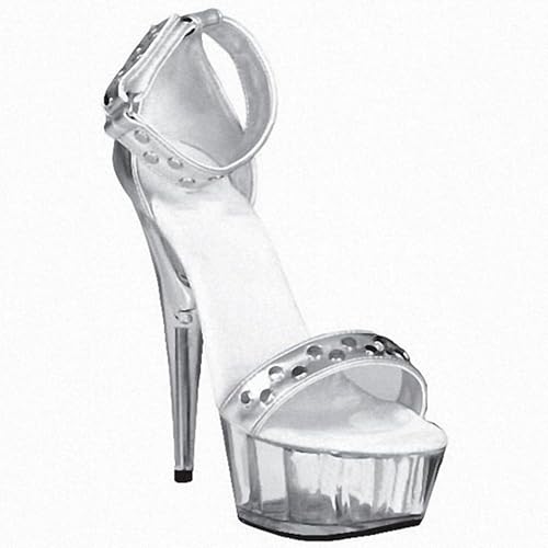 WOkismD 15CM Frauen Plateau Sandalen mit Knöchelriemen Offene Zehe Spule Stiletto Heels Ball-Partykleid mit Schnalle,Silber,35 EU WOkismD 15CM Frauen Plateau Sandalen mit Knöchelriemen Offene Zehe Spule Stiletto Heels Ball-Partykleid mit Schnalle,Silber,35 EU von WOkismD