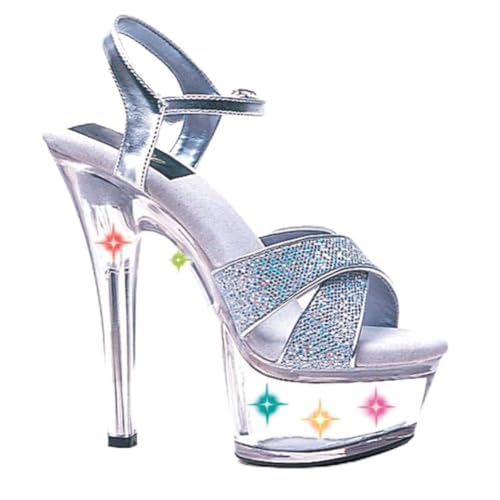 WOkismD 15CM Frauen Sexy Klare High Heel Plateau Sandalen Peep Offene Zehe Knöchelriemen Schuhe,Blau,38 EU von WOkismD