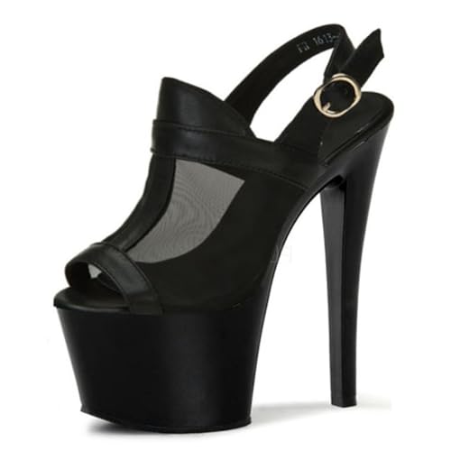 WOkismD 17CM/6.69IN Damen Plateau Sandalen Mesh Knöchelriemen Stiletto High Heels Offene Spitze,Schwarz,41 EU WOkismD 17CM/6.69IN Damen Plateau Sandalen Mesh Knöchelriemen Stiletto High Heels Offene Spitze,Schwarz,41 EU von WOkismD