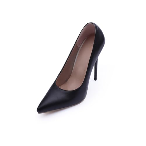 WOkismD Damen 4,7 Zoll Pumps Spitze Zehen Brautkleid Schuhe Slip On Stiletto Pumps,Schwarz,38 EU von WOkismD