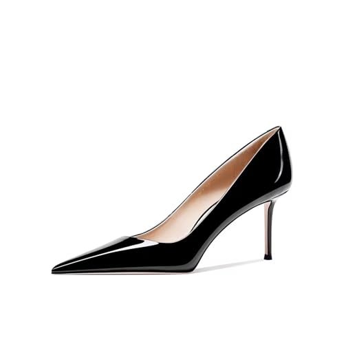 WOkismD Damen 4 Zoll Pumps Spitze Zehen Brautkleid Schuhe Slip On Stiletto Pumps,Schwarz,38 EU von WOkismD