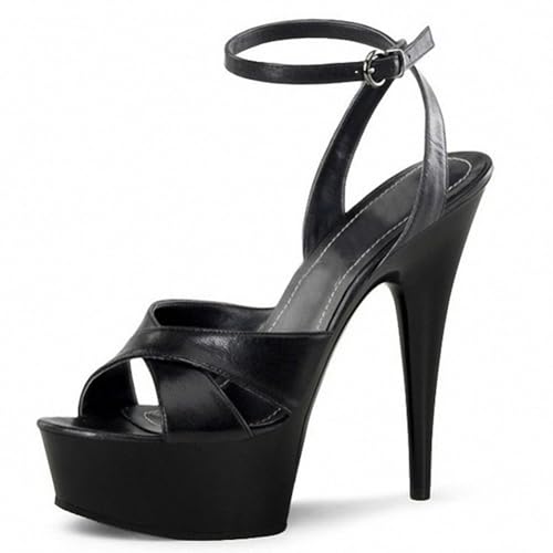 WOkismD Damen Dicker Unterteil High Heels Offene Zehenpartie Knöchelriemen Stilettos Plateau Sexy Party Sandalen mit Absatz,Schwarz,35 EU WOkismD Damen Dicker Unterteil High Heels Offene Zehenpartie Knöchelriemen Stilettos Plateau Sexy Party Sandalen mit Absatz,Schwarz,35 EU von WOkismD