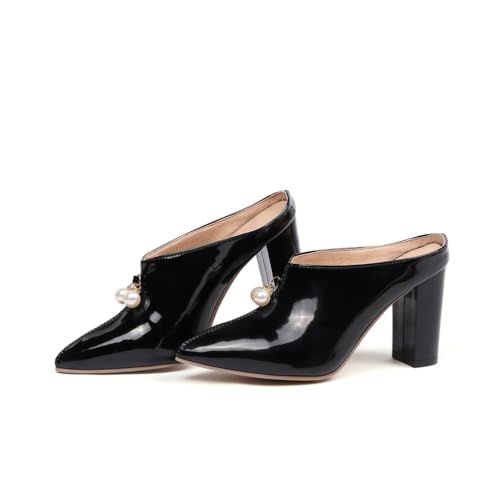 WOkismD Damen Geschlossene Spitze Zehen High Heel Pumps Slip On Party Kleid Schuhe,Schwarz,43 EU von WOkismD