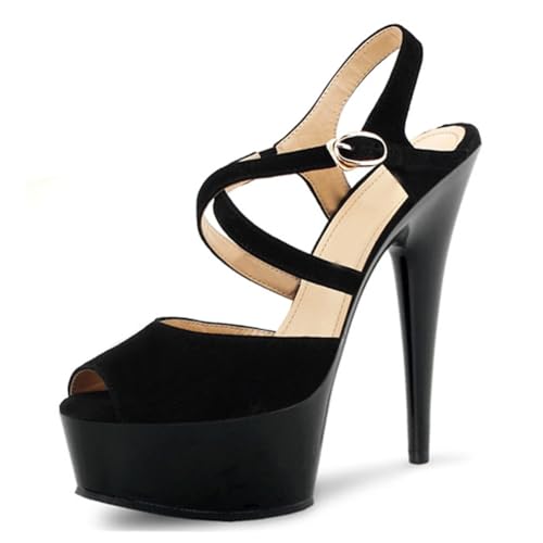 WOkismD Damen High Heel Sandalen Plateau Block Feine Absätze Überkreuzter Knöchelriemen Offene Spitze Bequeme Anzugschuhe,Schwarz,38 EU WOkismD Damen High Heel Sandalen Plateau Block Feine Absätze Überkreuzter Knöchelriemen Offene Spitze Bequeme Anzugschuhe,Schwarz,38 EU von WOkismD