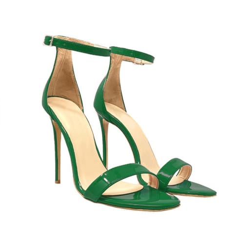 WOkismD Damen Knöchelriemen Stiletto Heel Kleid Sandale,Grün,34 EU von WOkismD