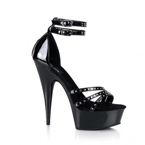 WOkismD Damen Plateau Sandalen Peep Offene Zehe Stiletto High Heels Knöchelriemen Schnalle Sexy Kleid Schuhe 5,9 Zoll,Schwarz,42 EU WOkismD Damen Plateau Sandalen Peep Offene Zehe Stiletto High Heels Knöchelriemen Schnalle Sexy Kleid Schuhe 5,9 Zoll,Schwarz,42 EU von WOkismD