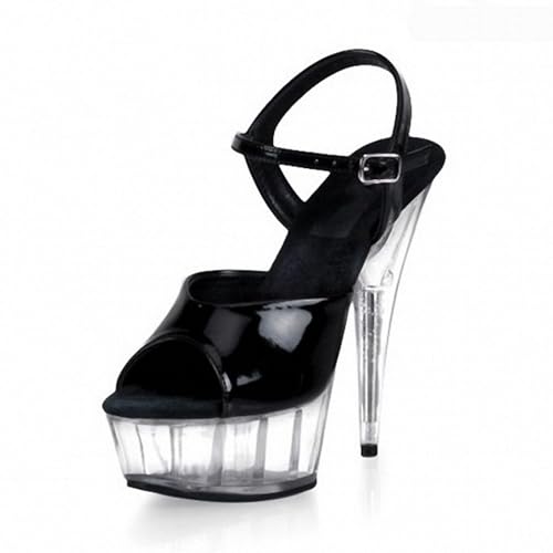WOkismD Damen Plateau Sandalen Peep Toe Chunky High Heels Knöchelriemen Party Kleid Freizeitschuhe 6 Zoll,Schwarz,39 EU WOkismD Damen Plateau Sandalen Peep Toe Chunky High Heels Knöchelriemen Party Kleid Freizeitschuhe 6 Zoll,Schwarz,39 EU von WOkismD