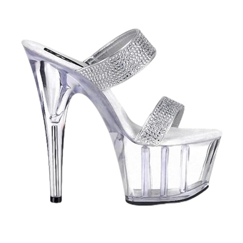 WOkismD Damen Plateau Stiletto High Heel Peep Offene Zehe Sandalen Pantoletten Schuhe Slingback Slip-On Prom Party Kleid 6,69 Zoll,Silber,40 EU WOkismD Damen Plateau Stiletto High Heel Peep Offene Zehe Sandalen Pantoletten Schuhe Slingback Slip-On Prom Party Kleid 6,69 Zoll,Silber,40 EU von WOkismD