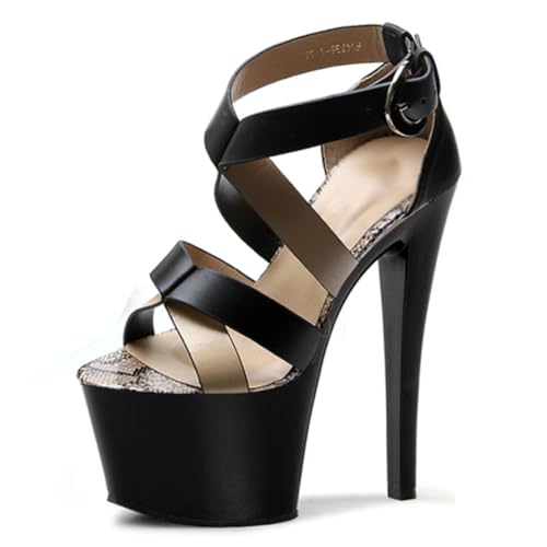 WOkismD Damen Sexy Knöchelriemen Peeptoe Schnalle Plateau Stiletto Hochzeit Party High Heels Sandalen,Schwarz,41 EU WOkismD Damen Sexy Knöchelriemen Peeptoe Schnalle Plateau Stiletto Hochzeit Party High Heels Sandalen,Schwarz,41 EU von WOkismD