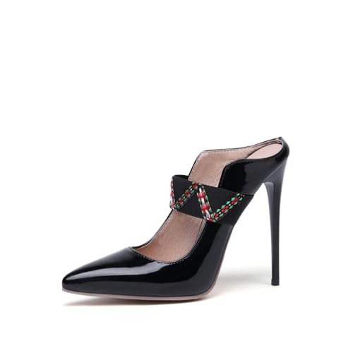 WOkismD Damen Spitz zulaufende Bag-Toe 4.7 in High Heels Pumps Party Nachtclub Hochzeit,Schwarz,40 EU von WOkismD