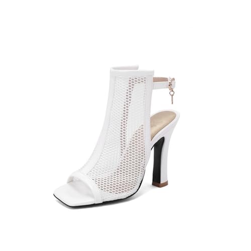 WOkismD Frauen Offene Zehe High Heels 11 cm Dicke High Heels Offene Zehe Stiefel Sandalen Kleid Party Mesh High Heels,Weiß,46 EU WOkismD Frauen Offene Zehe High Heels 11 cm Dicke High Heels Offene Zehe Stiefel Sandalen Kleid Party Mesh High Heels,Weiß,46 EU von WOkismD
