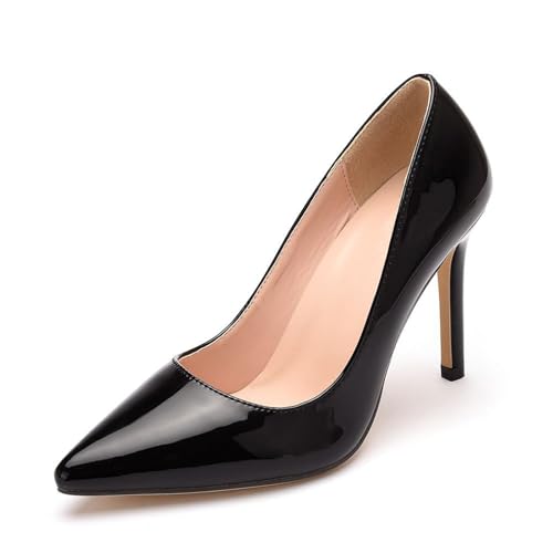 WOkismD Frauen Pumps Spitze Zehe High Heel 9,5 cm Party Stiletto Heels Schuhe,Schwarz,36 EU von WOkismD