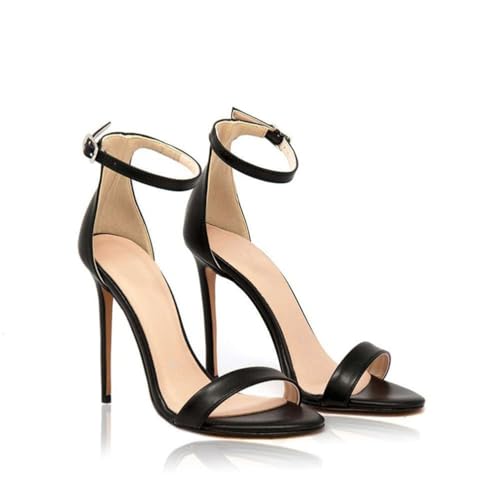 WOkismD Frauen Riemchen Schnürung Knöchelriemen Fersen Offene Zehenpartie Stiletto High Heeled Sandalen für den Abschlussball Party,Schwarz,37 EU von WOkismD