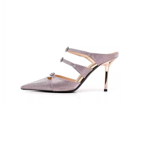 WOkismD Frauen Spitze Zehen Slingback Slip On Kleid Pumps Stiletto Mittlere Absätze Abend Abschlussball Sandalen Schuhe,Rosa,35 EU von WOkismD