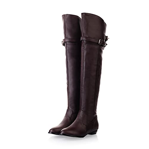 Herbst Und Winter Damenstiefel Elastische Schlanke Oberschenkel Hohe Stiefel Mode Overknee Stiefel High Heels Damen,Braun,42 EU von WOkismD