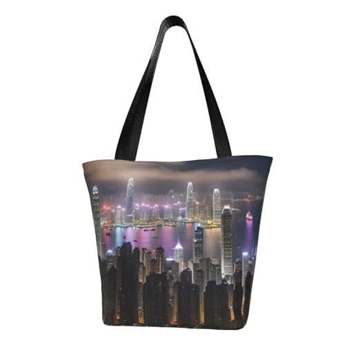 WOmeng Aerial Night of View Hong Kong Print Sommer Vielseitige Tragetasche Schultertasche Reise Handtasche Strand Täglicher Gebrauch reichlich Stauraum WOmeng Aerial Night of View Hong Kong Print Sommer Vielseitige Tragetasche Schultertasche Reise Handtasche Strand Täglicher Gebrauch reichlich Stauraum von WOmeng