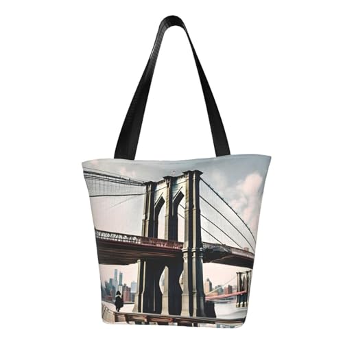 WOmeng Brooklyn Bridge 's Print Sommer vielseitige Tragetasche Schultertasche Reise Handtasche Strand Alltag reichlich Stauraum WOmeng Brooklyn Bridge 's Print Sommer vielseitige Tragetasche Schultertasche Reise Handtasche Strand Alltag reichlich Stauraum von WOmeng