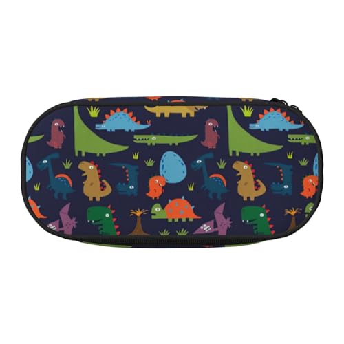 WOmeng Federmäppchen mit Dinosaurier-Palmblatt-Druck, praktisch, leicht, für Make-up, Schule, Reisen, Büro, vielseitig einsetzbar, Schwarz , Einheitsgröße, Taschen-Organizer von WOmeng